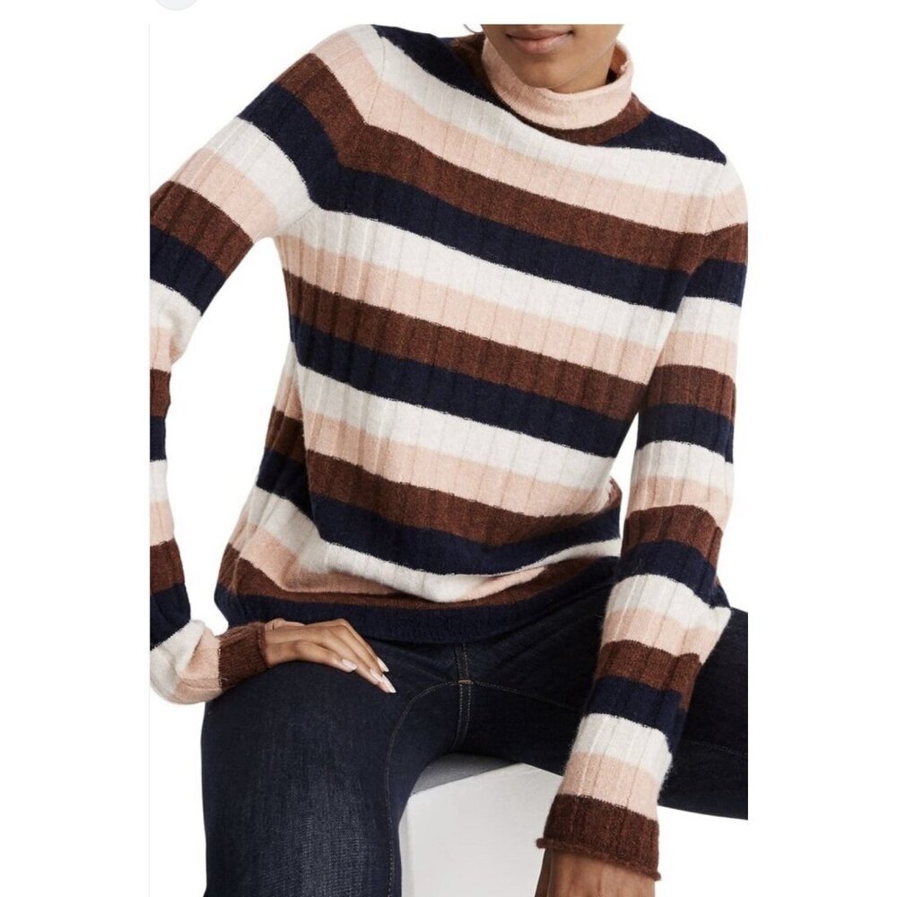 Madewell Striped Evercrest Sweater Small Coziest Yarn Alpaca Merino Wool Blend